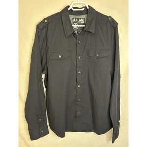 Oakland Black Label Men's Slim Fit Shirt XL Black 100% Cotton Utility
